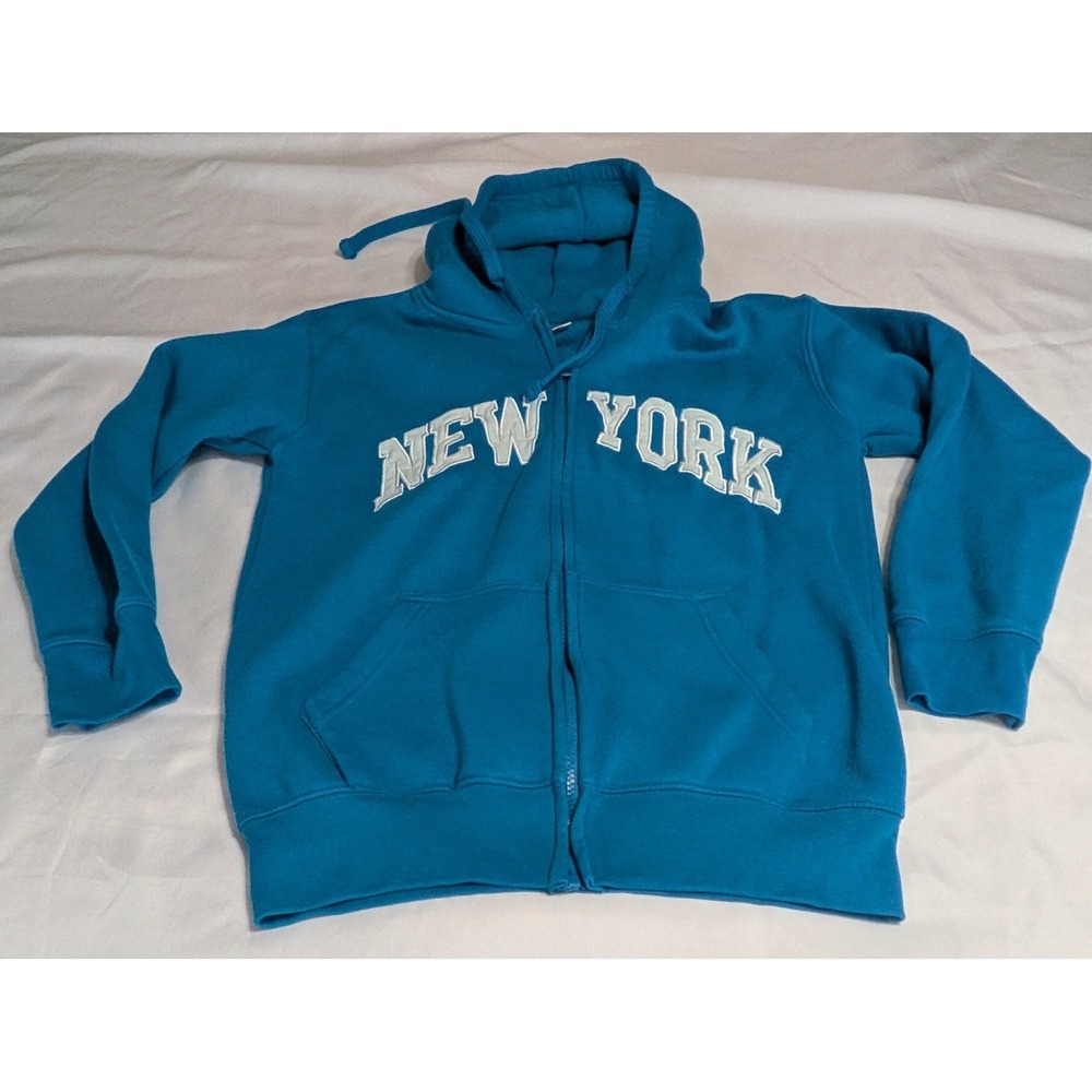 Knight New York Zip Up Hoodie  Small‎ Blue Good Spellout U.S.A-31 Sweatshirt